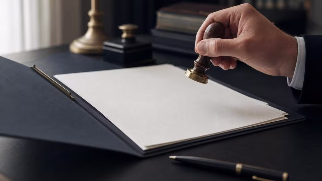 Bodegón editorial con carpeta y documentos en blanco representando concepto de expediente administrativo en fase inicial